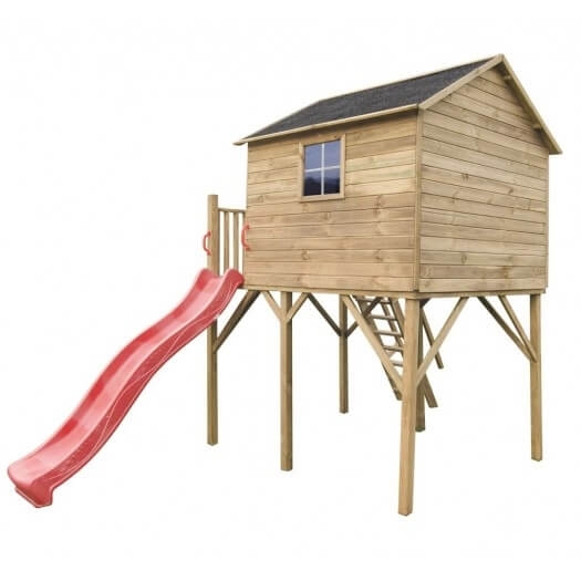 Drewniany domek ogrodowy dla dzieci - Jacek max ze ślizgiem