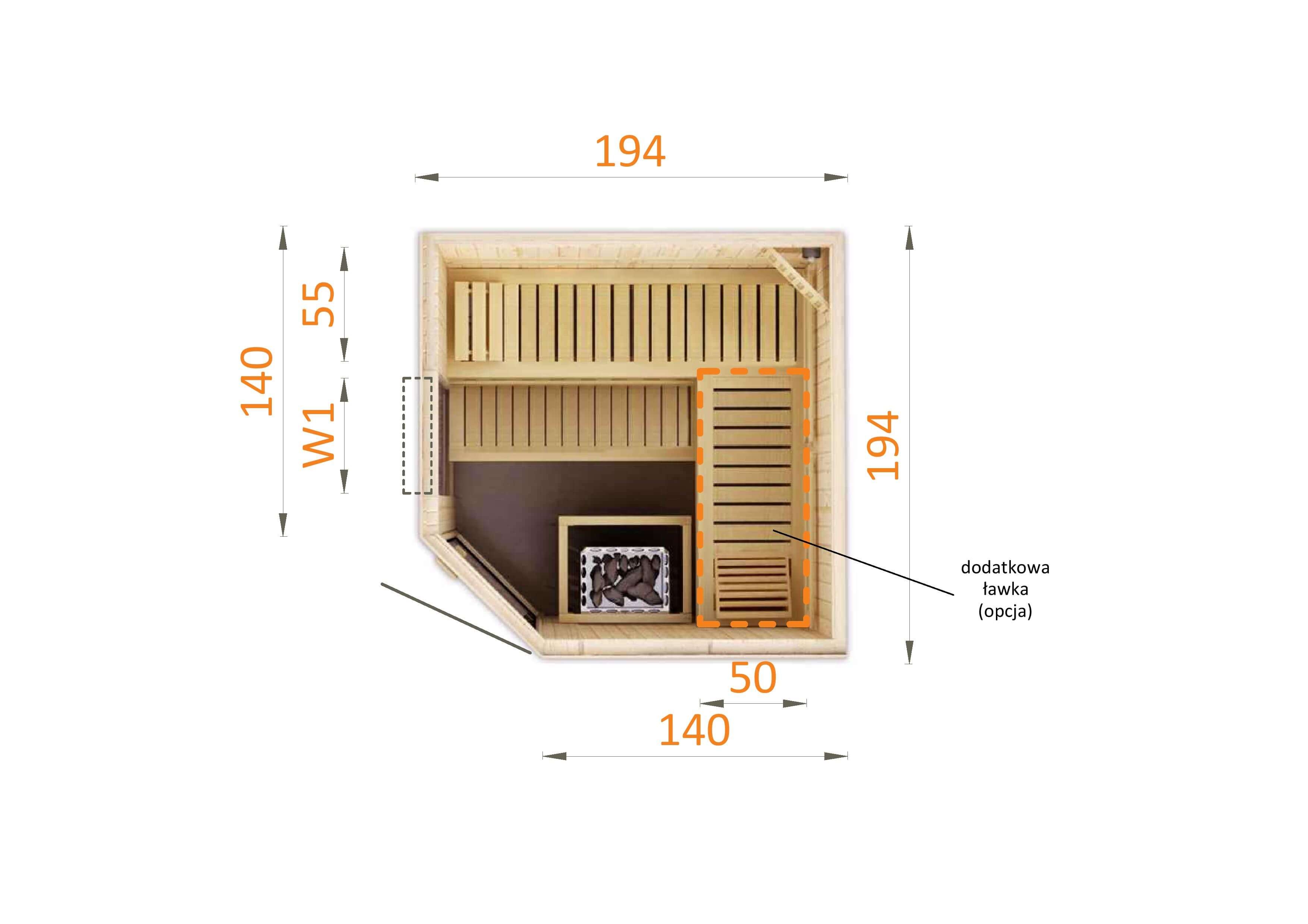 Sauna fińska SAUNA FIŃSKA 2020 R W2 ( 194x194x199cm)