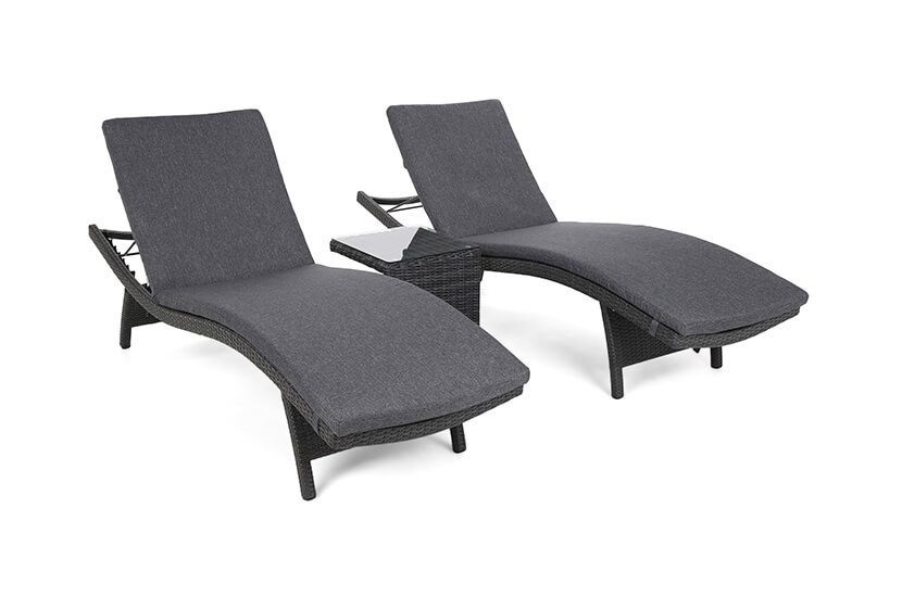 Leżaki ogrodowe COSTA  Grey/Grey ze stolikiem