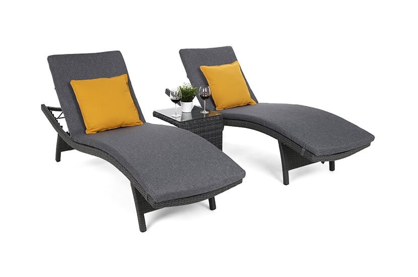 Leżaki ogrodowe COSTA  Grey/Grey ze stolikiem