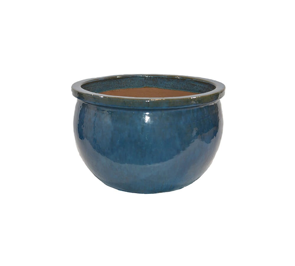 Donica ceramiczna | Glazed Round Błękit 50x32 cm