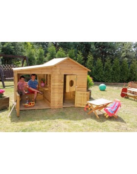 Domek ogrodowy z drewna dla dzieci - Ewelinka