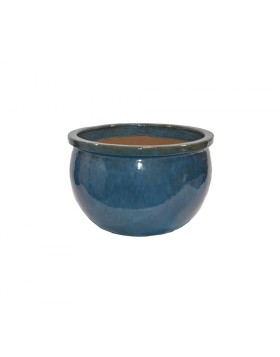 Donica ceramiczna | Glazed Round Błękit 28x16 cm
