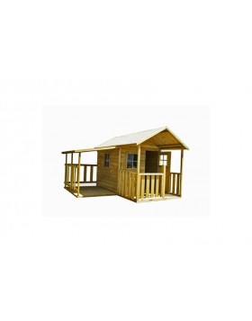 Drewniany domek ogrodowy dla dzieci - Biedronka z garażem