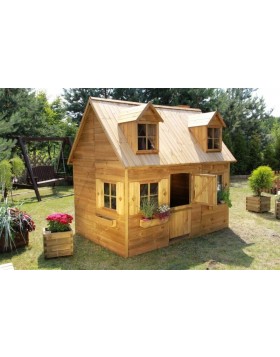 Piętrowy drewniany domek ogrodowy dla dzieci - Jadzia