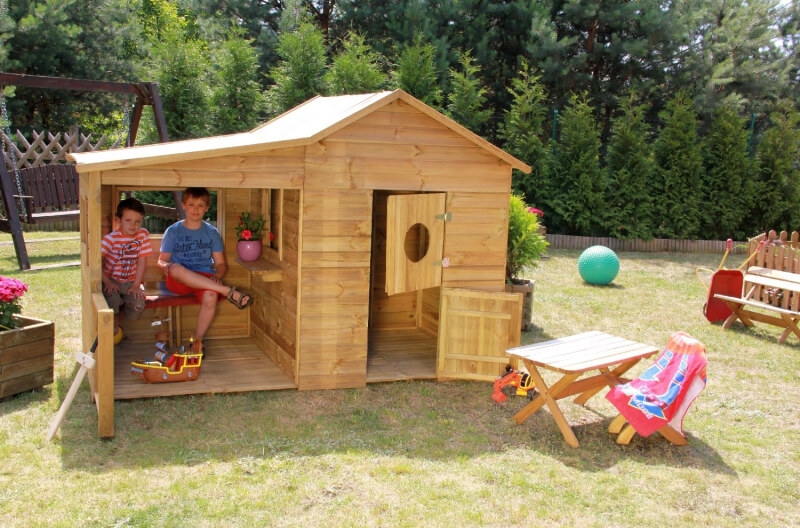 Domek ogrodowy z drewna dla dzieci - Ewelinka