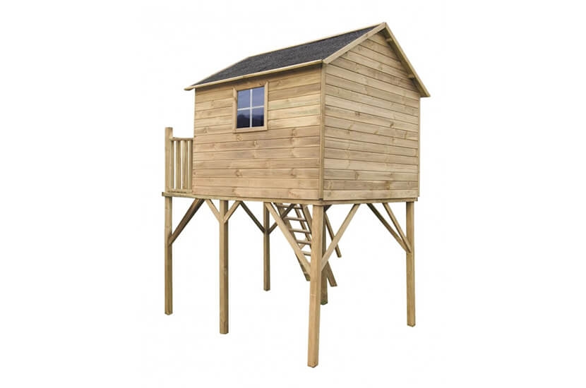  Drewniany domek ogrodowy dla dzieci - Jacek max ze ślizgiem, podwójną huśtawką i platformą