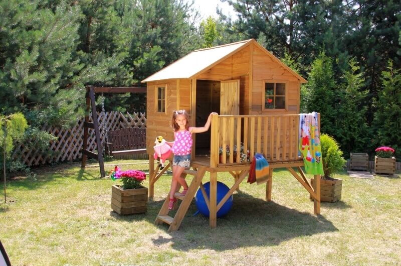Drewniany domek ogrodowy dla dzieci - Jacek - bez ślizgu