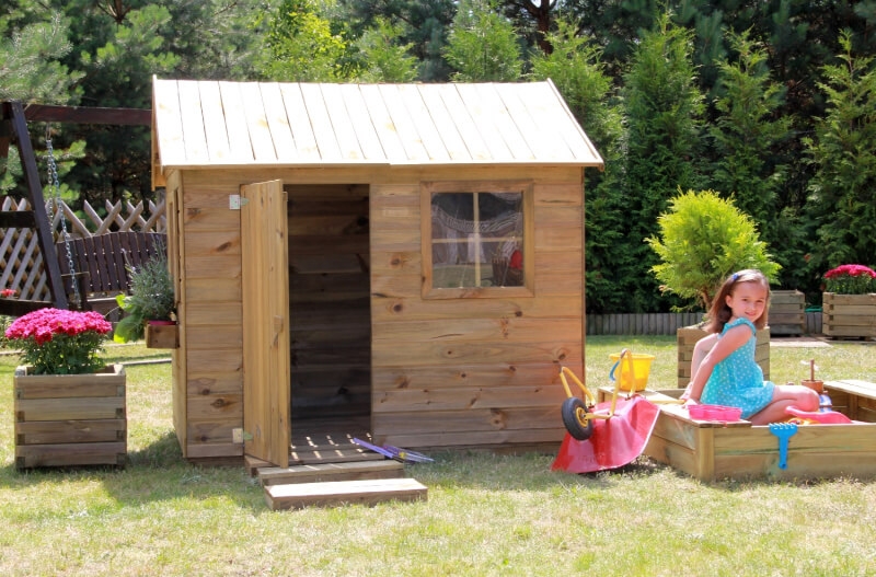 Drewniany domek ogrodowy dla dzieci - Wiesio