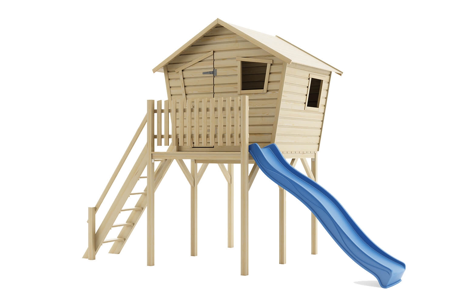 Drewniany domek dla dzieci Małgosia Max ze ślizgiem