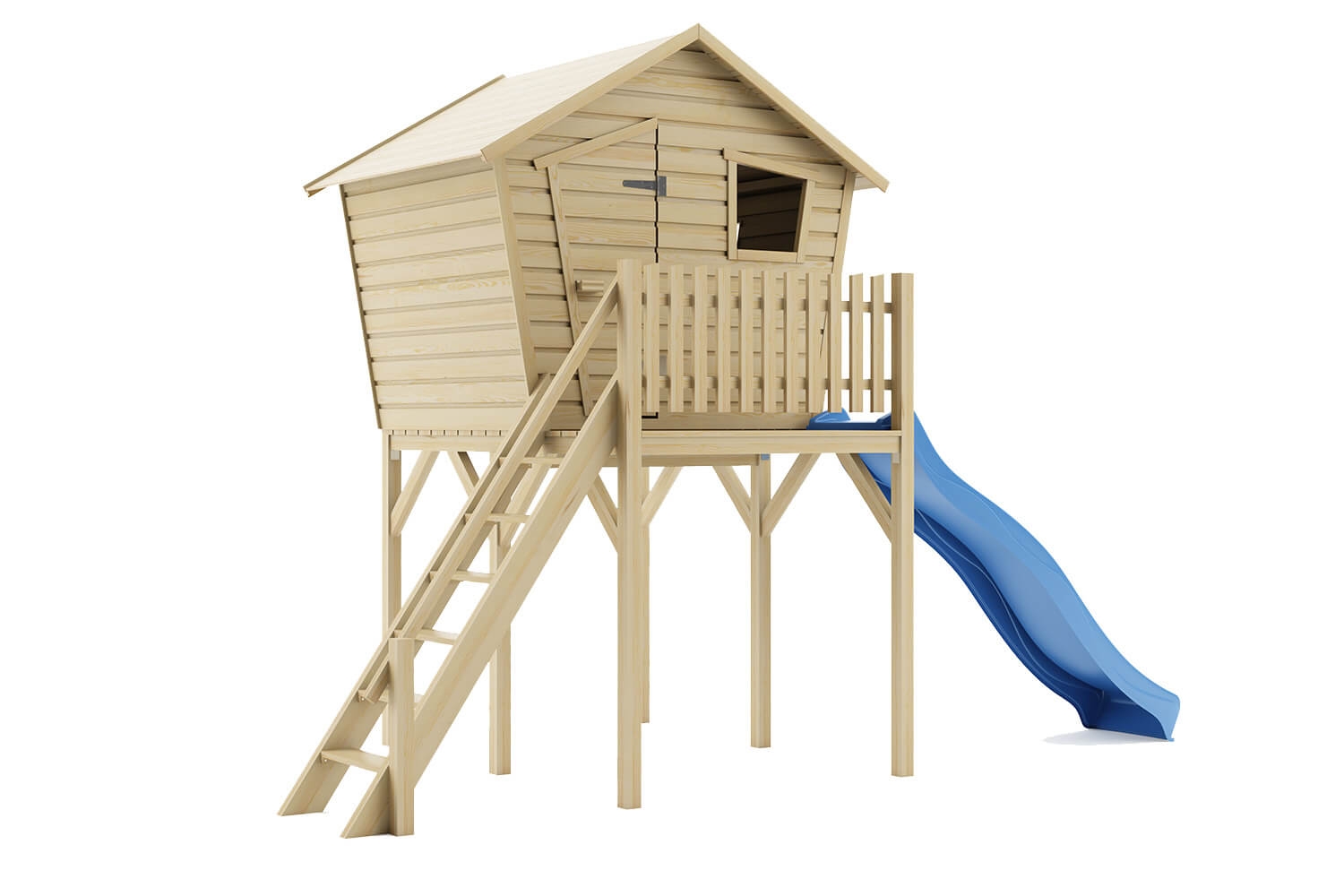 Drewniany domek dla dzieci Małgosia Max ze ślizgiem