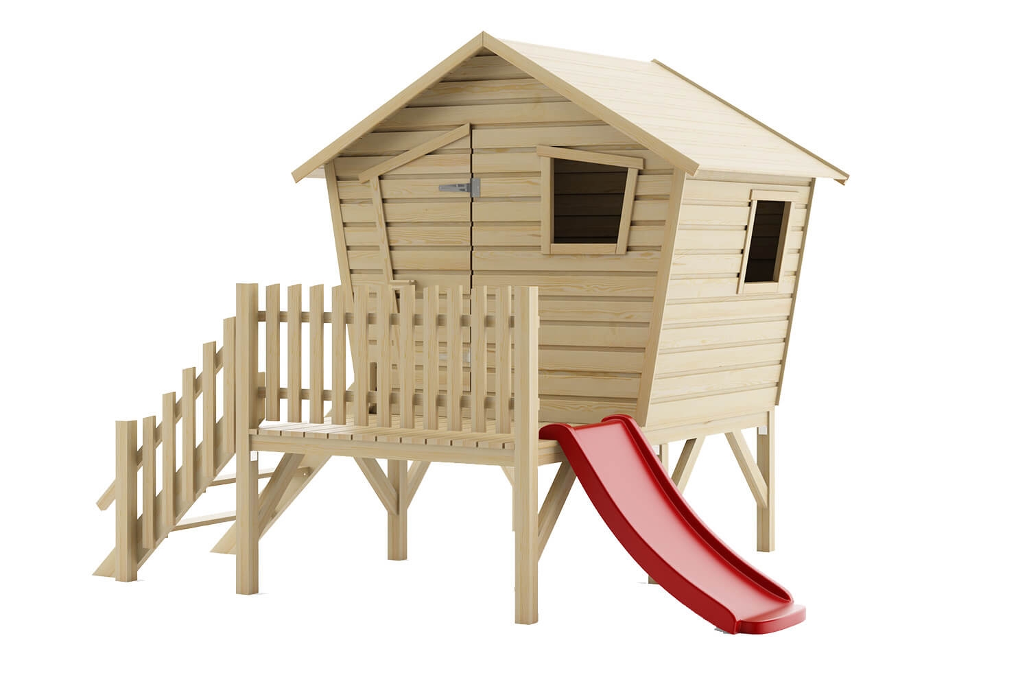 Drewniany domek dla dzieci Małgosia ze ślizgiem