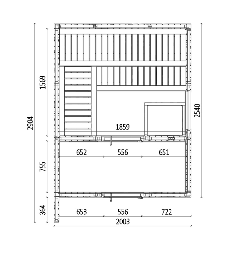 Sauna zewnętrzna-ogrodowa Musta II 2.9x2 m