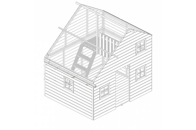 Piętrowy domek ogrodowy z drewna dla dzieci - Ania