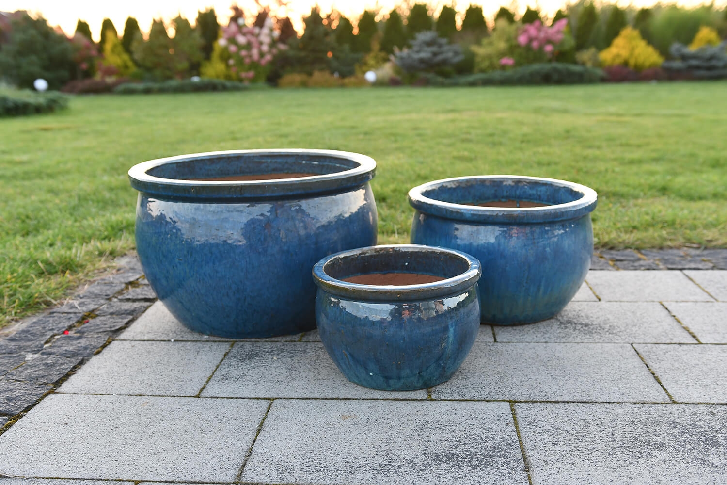 Donica ceramiczna | Glazed Round Błękit 25x38 cm